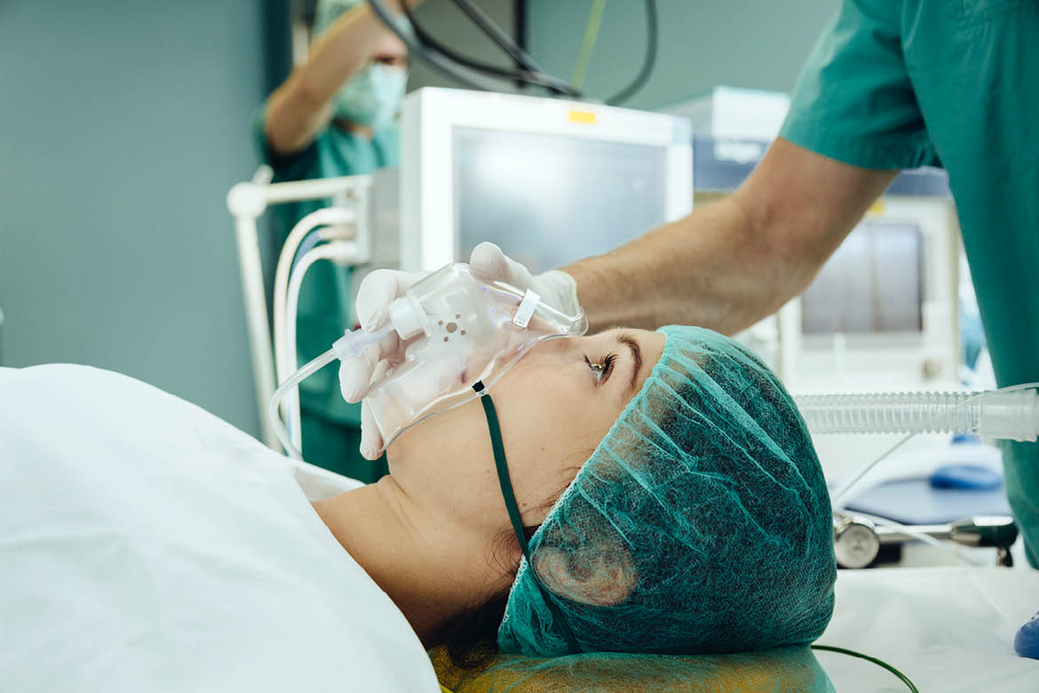 Patient receiving anesthesia.