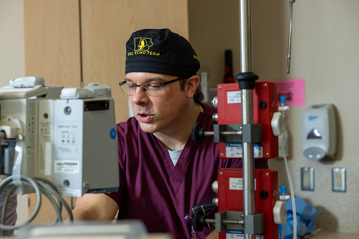 Laramie Wall, RN, an ECMO specialist with University of Iowa Health Care