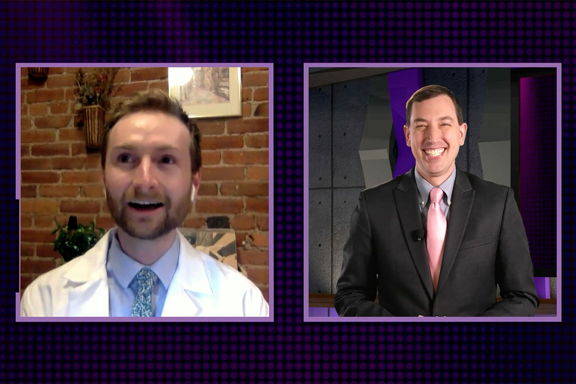 2023 AMA Research Challenge winner Jesse Kirkpatrick and AMA President Jesse M. Ehrenfeld, MD