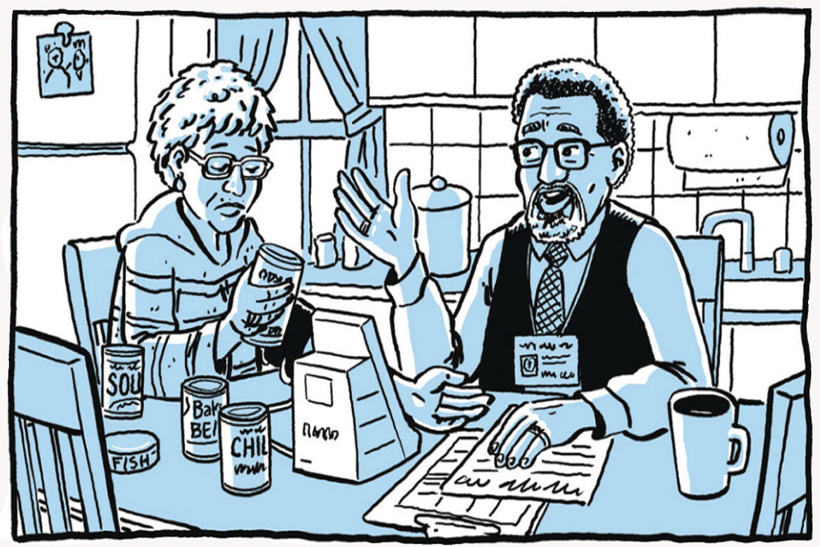 Comic panel from a work by comics journalist Josh Neufeld