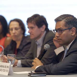 Mayur Narayan, MD, at public health panel.