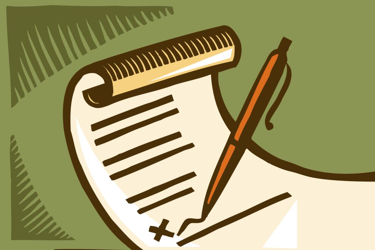 Document being signed clipart