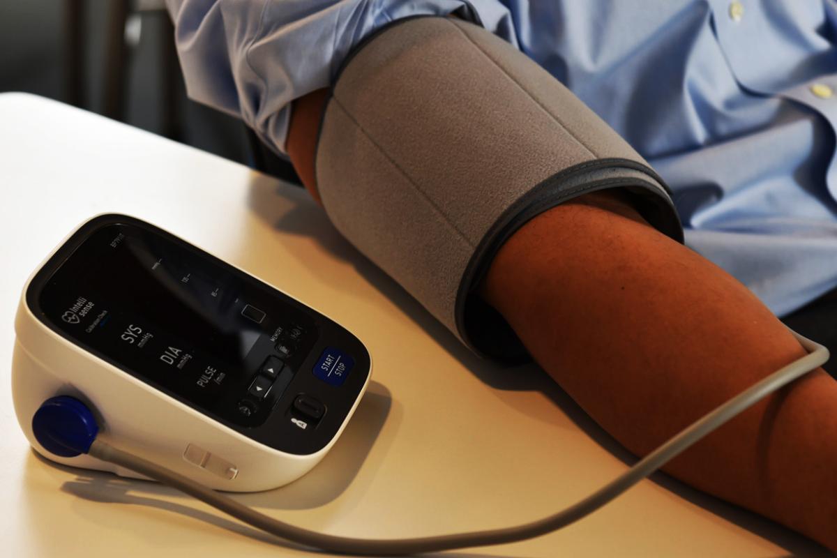 Patient getting blood pressure measured