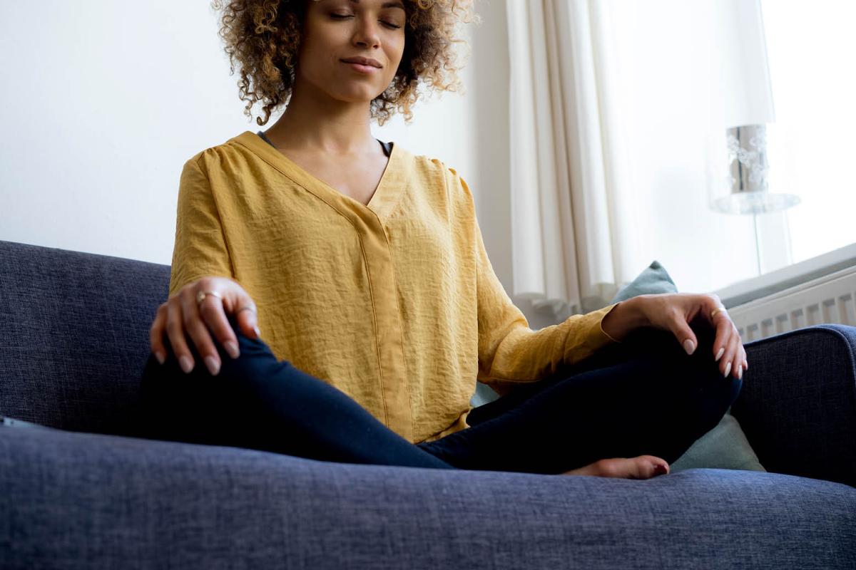 Woman sitting on a couch