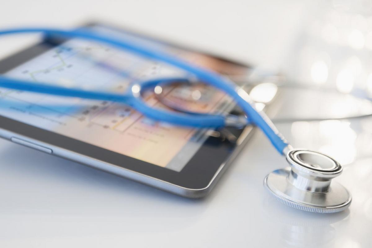 Stethoscope on a tablet computer