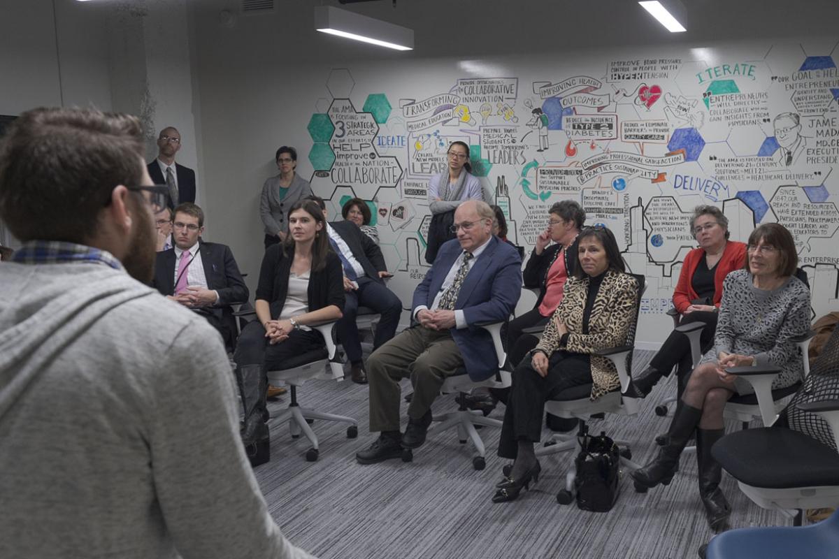 Group of people gathered at MATTER headquarters