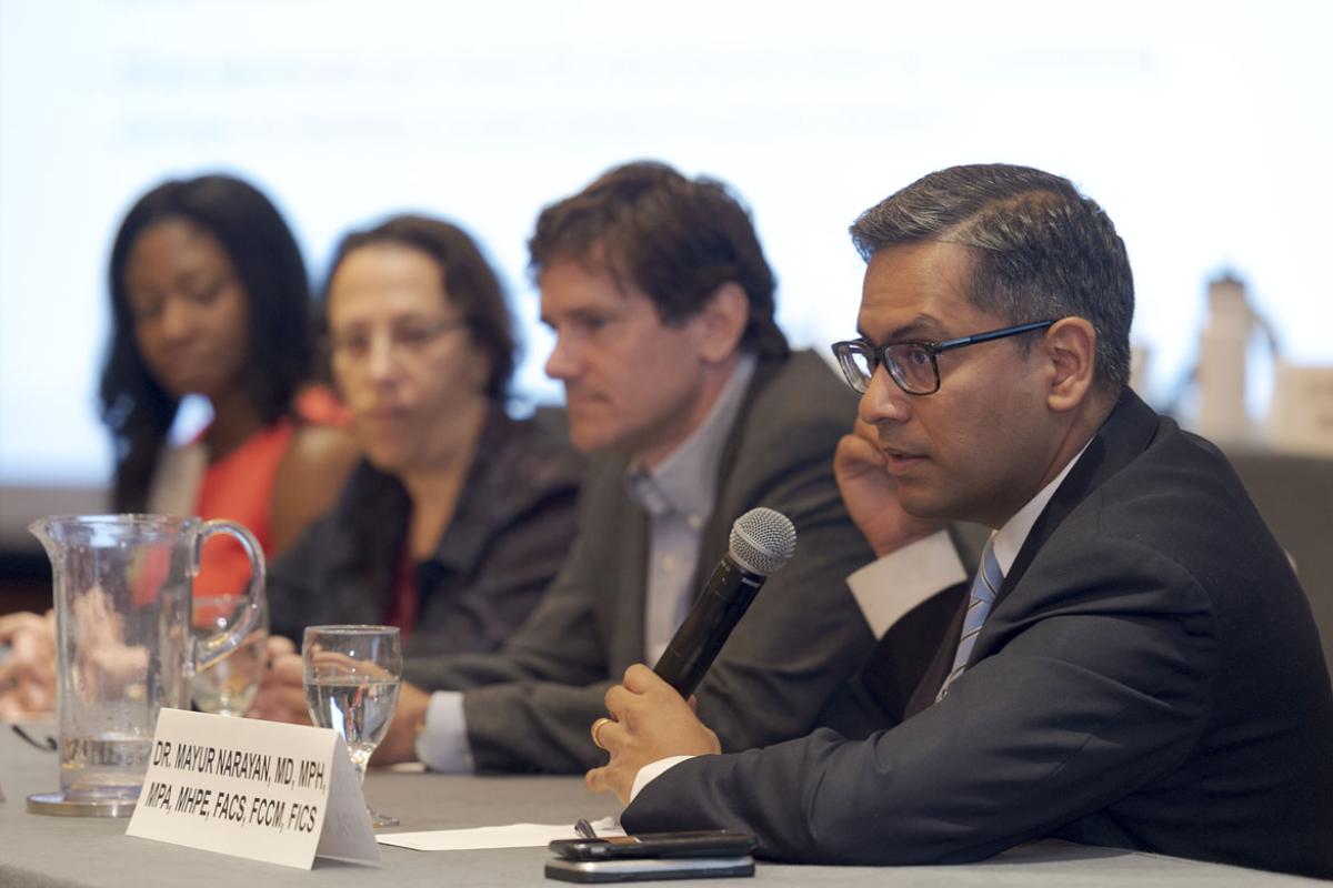 Mayur Narayan, MD, at public health panel.