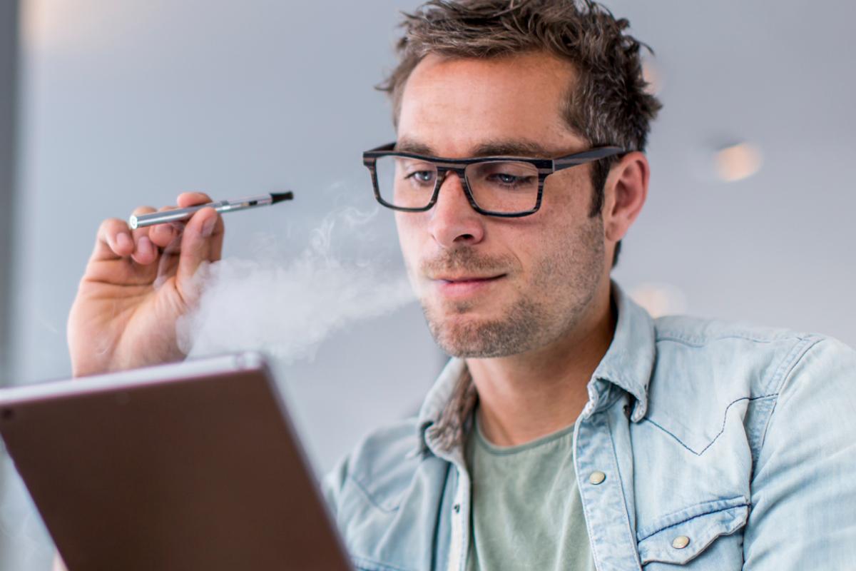 Man smoking an e-cigarette