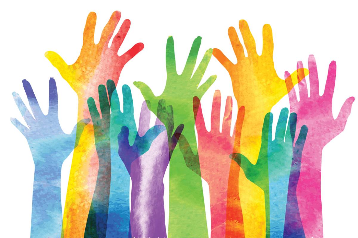 Illustration of rainbow hands