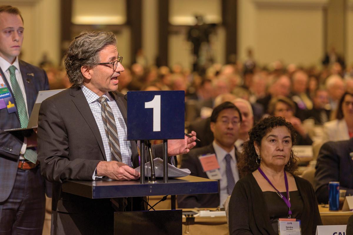 AMA member speaking during 2019 Interim HOD Meeting