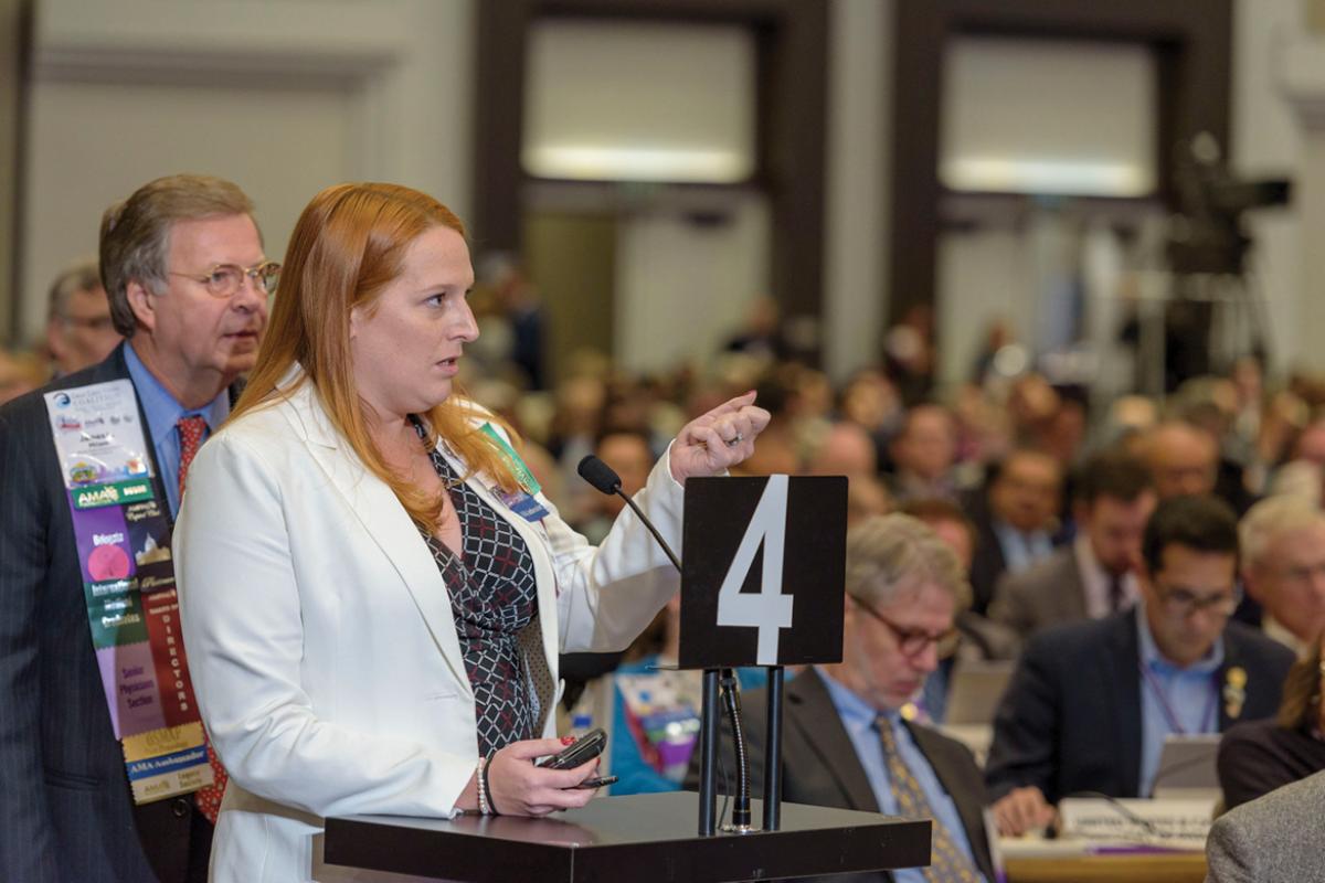 Delegate speaking at the HOD 2019 Interim Meeting