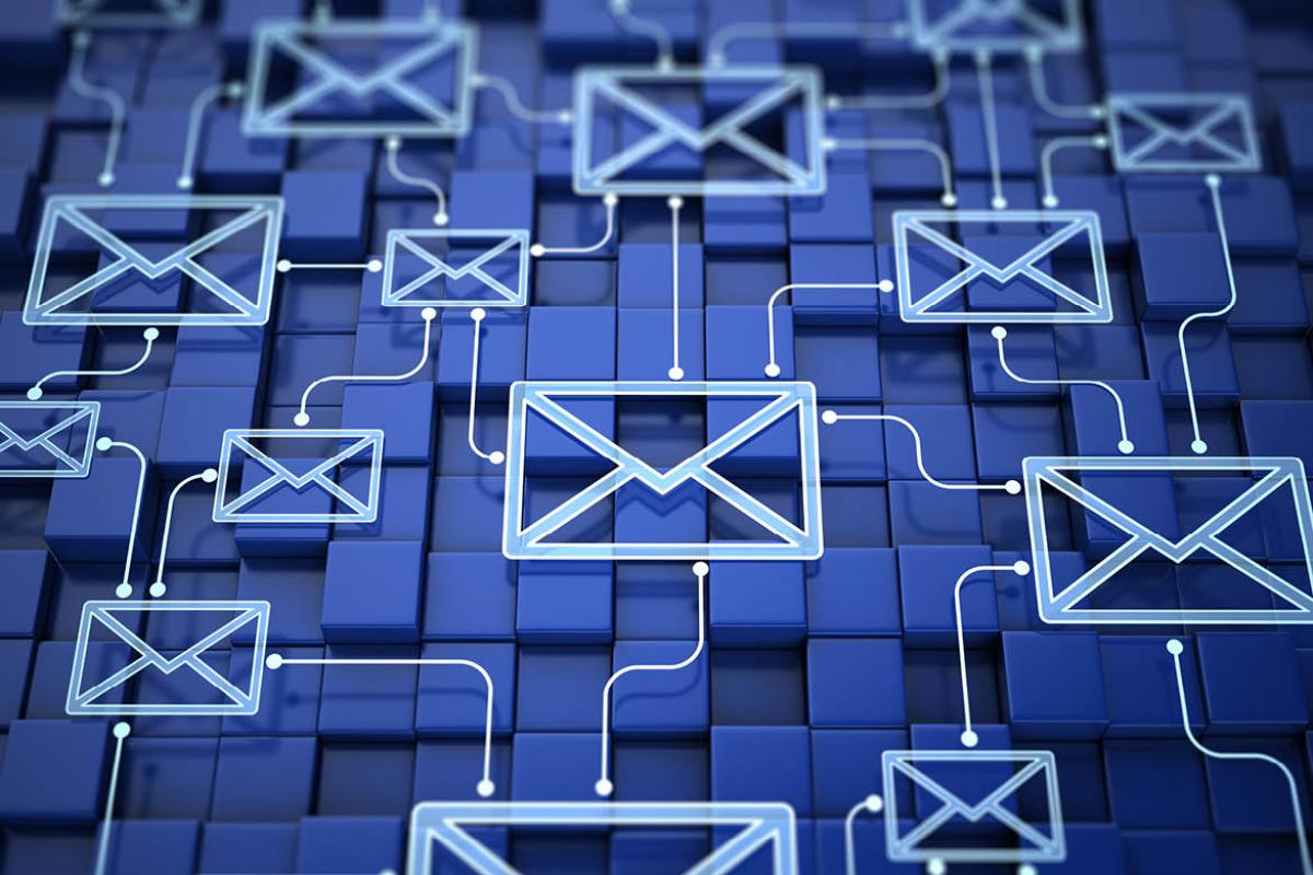 Network of email icons