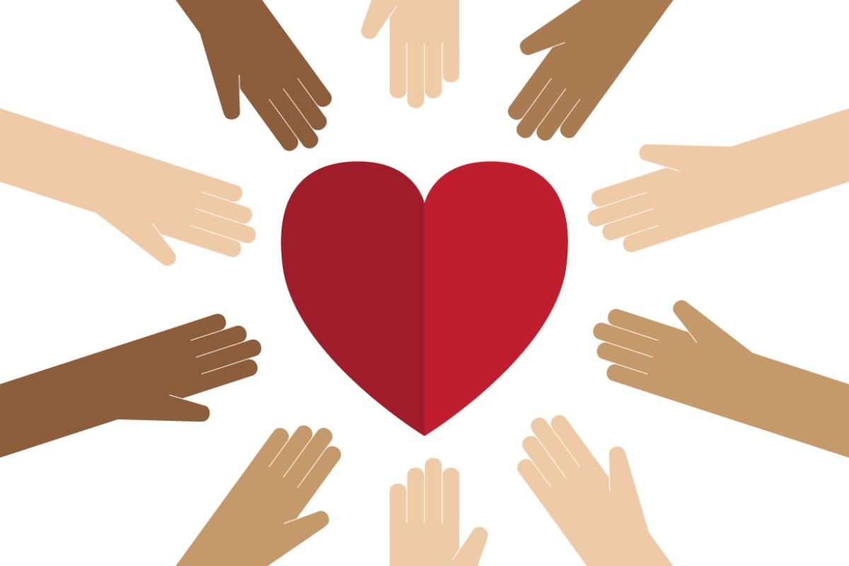 Illustration of hands surrounding a heart