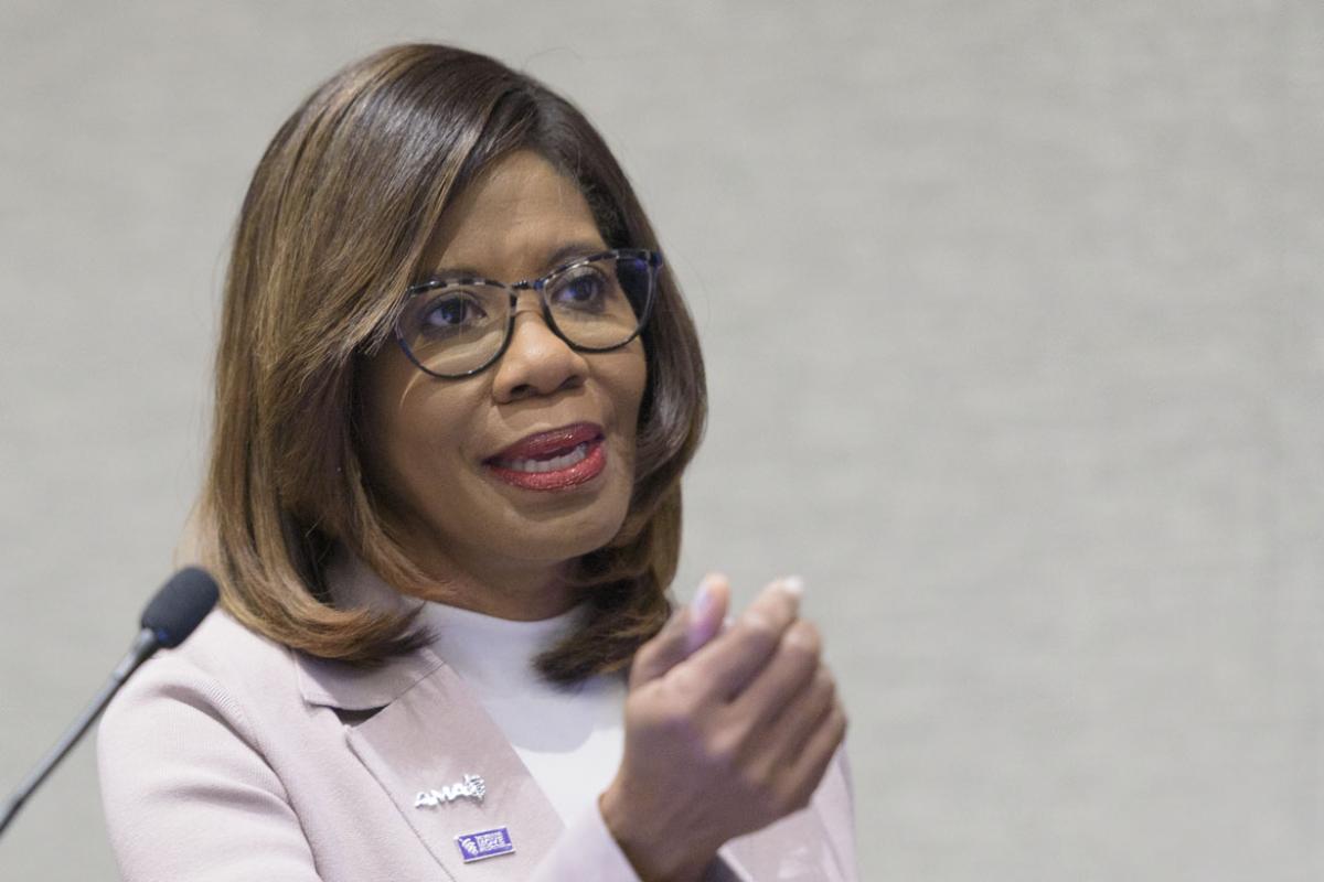 AMA President Patrice A. Harris, MD, MA, at the 2019 AMA Interim Meeting