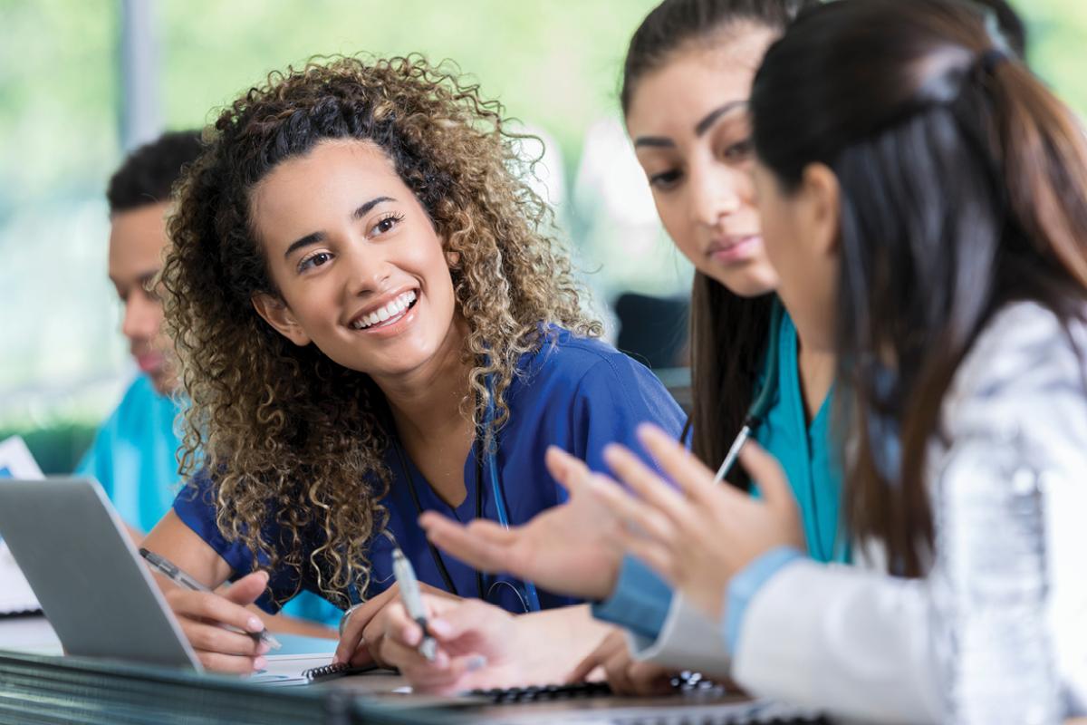 Smiling medical student