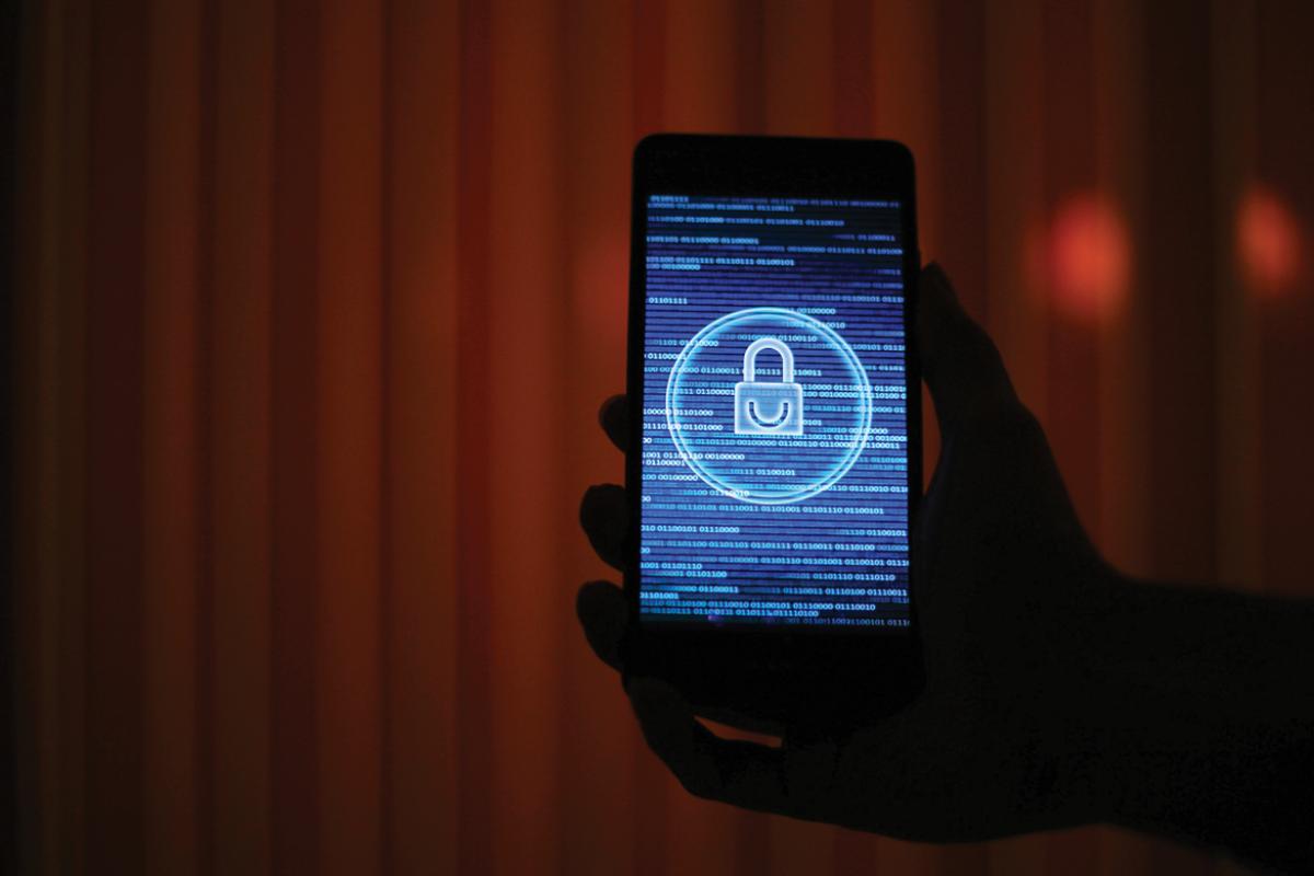 Smartphone with an image of a lock