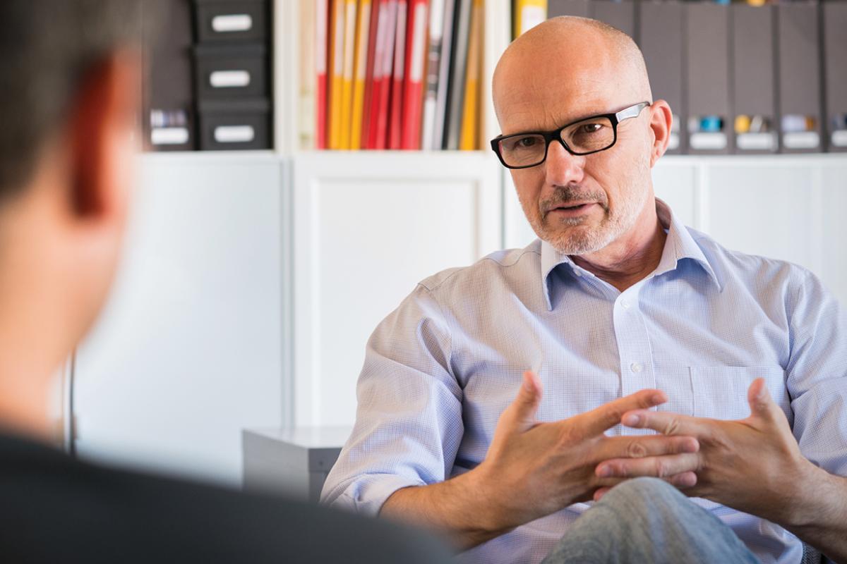 Man having a conversation