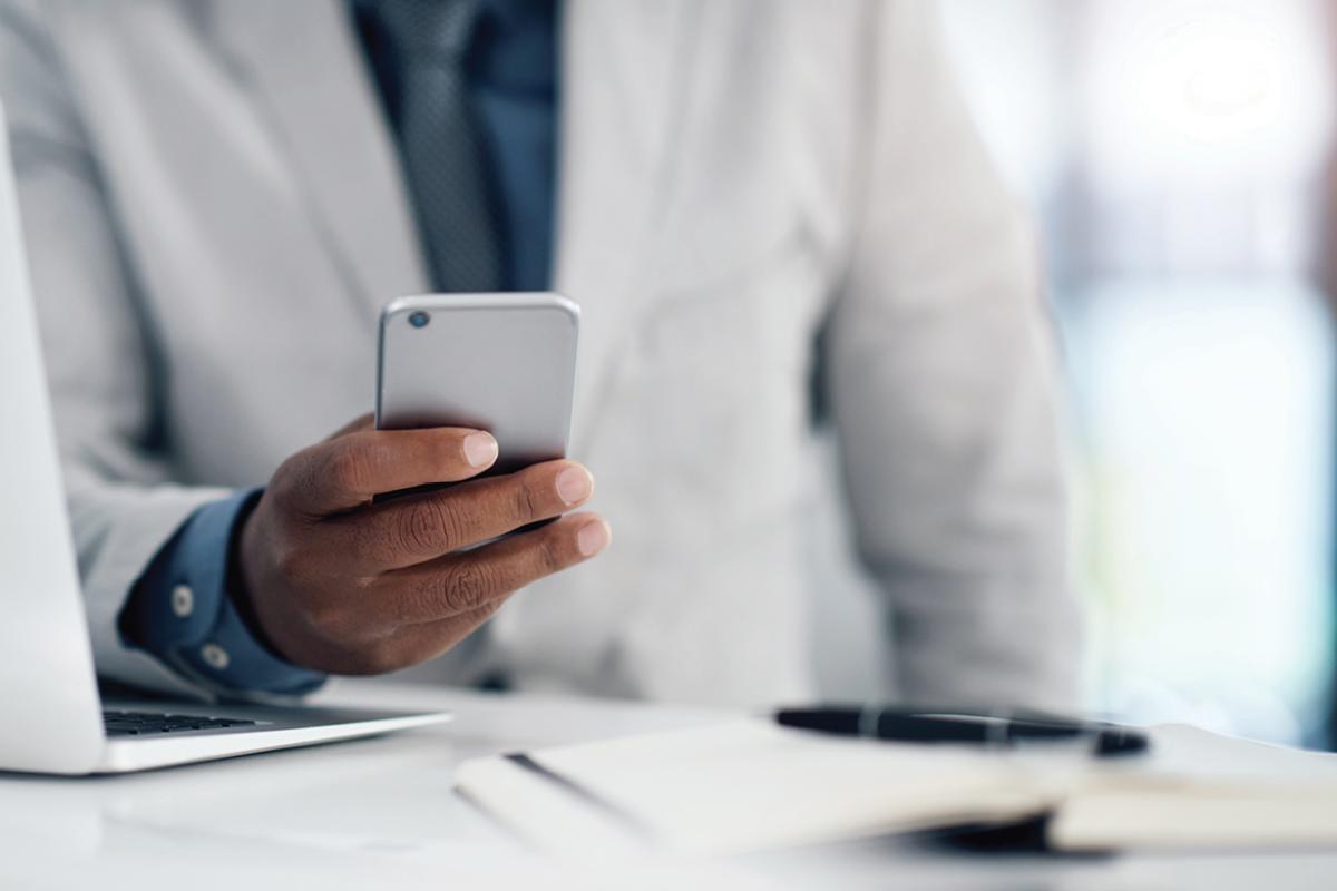 Physician on smartphone