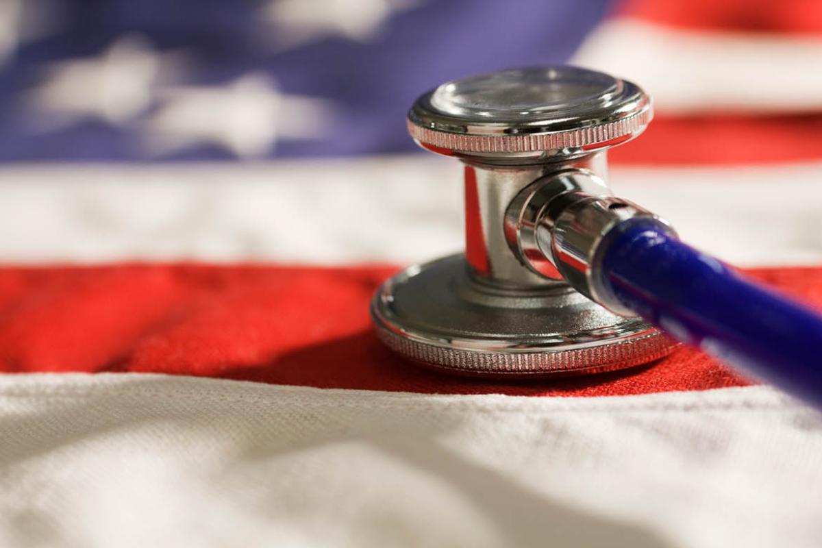 Stethoscope on American flag
