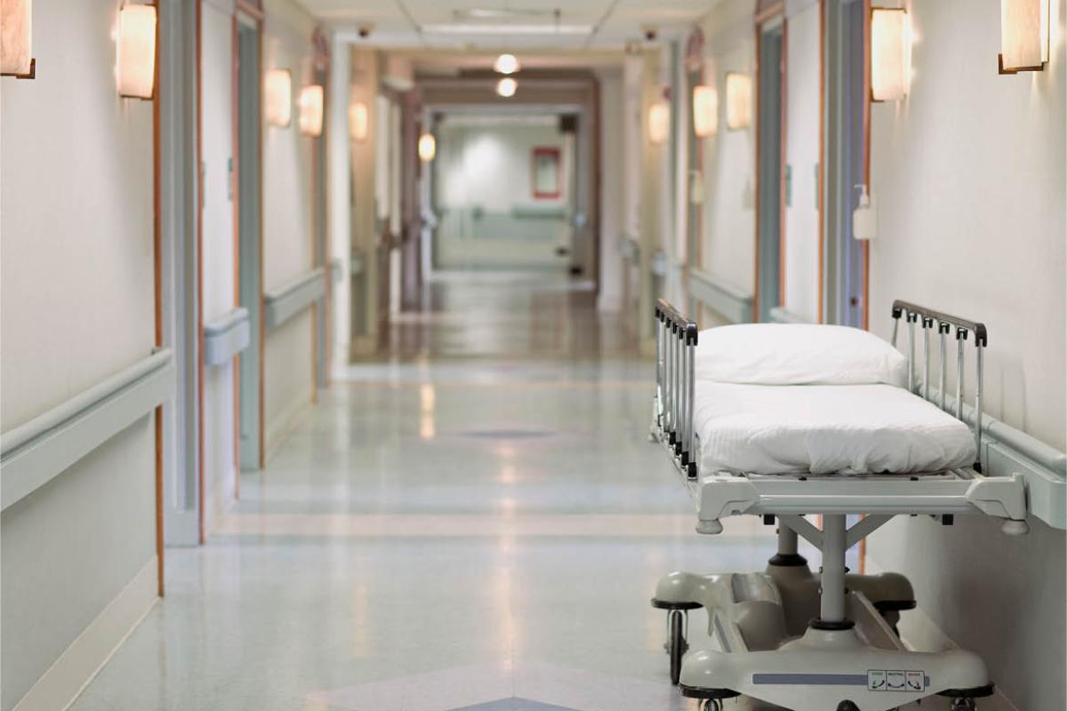 Empty hospital hallway