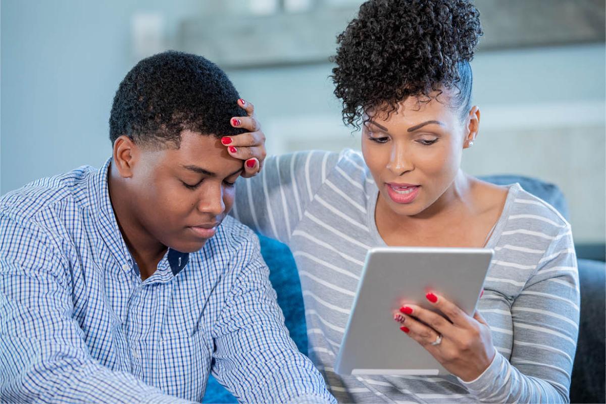 Parent using telemedicine for sick child