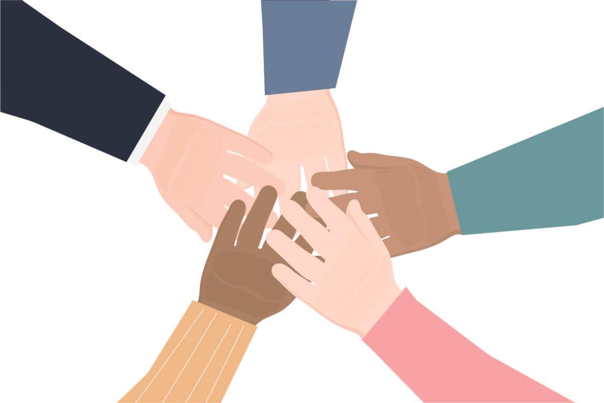 Illustration of hands touching