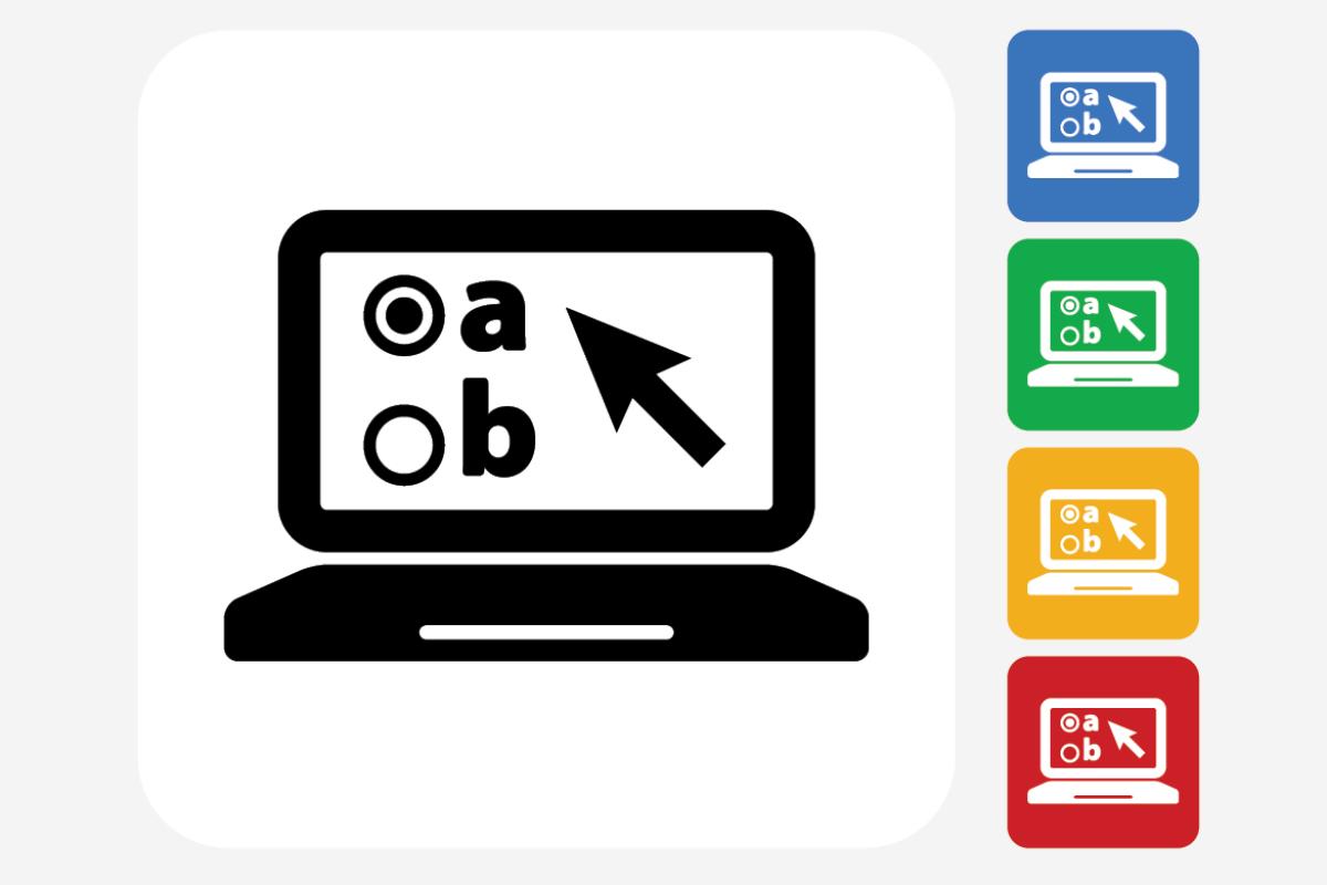 Multi-colored icons of computer choices
