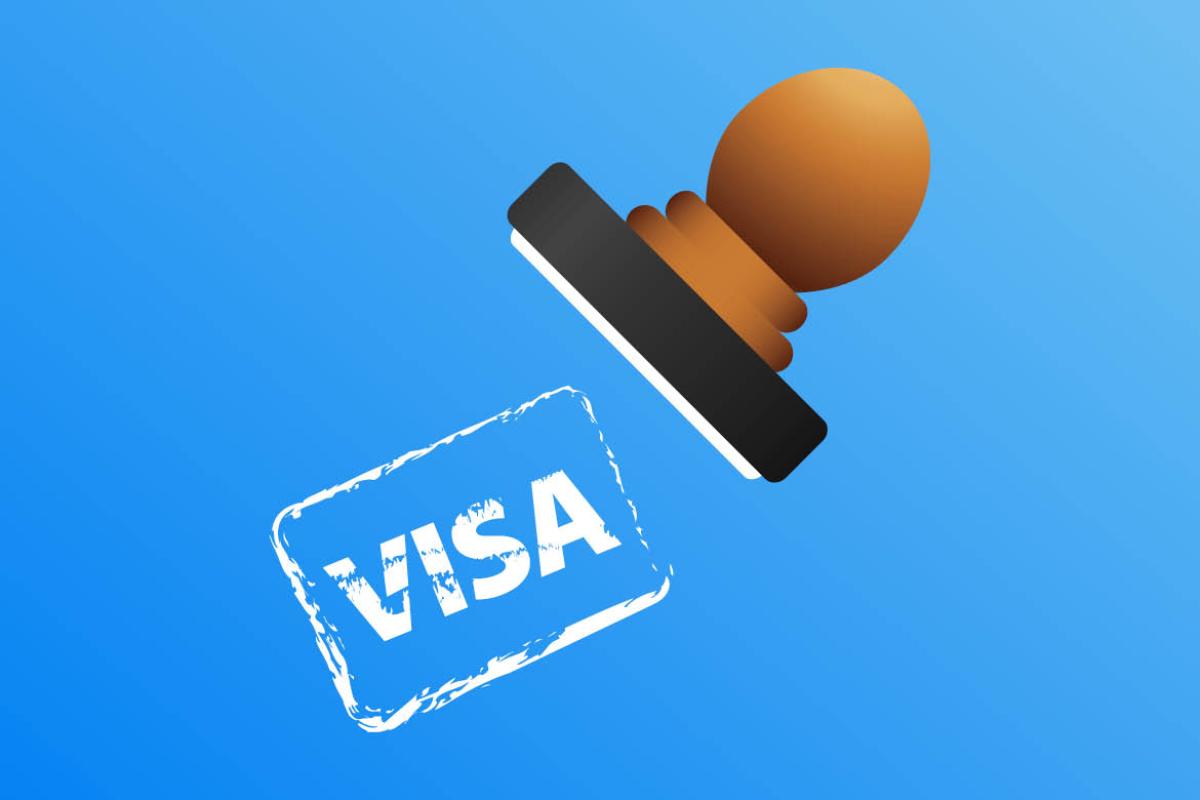Graphic with the words Visa and a stamp