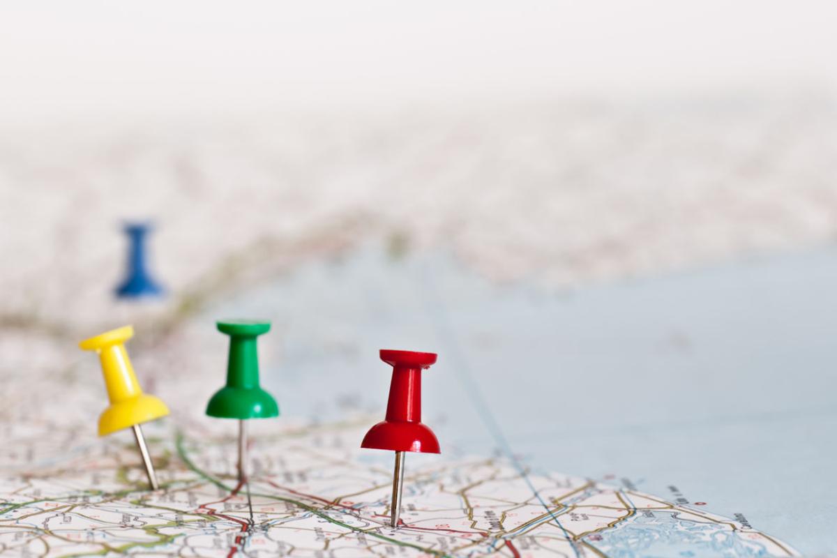 Push pins in map
