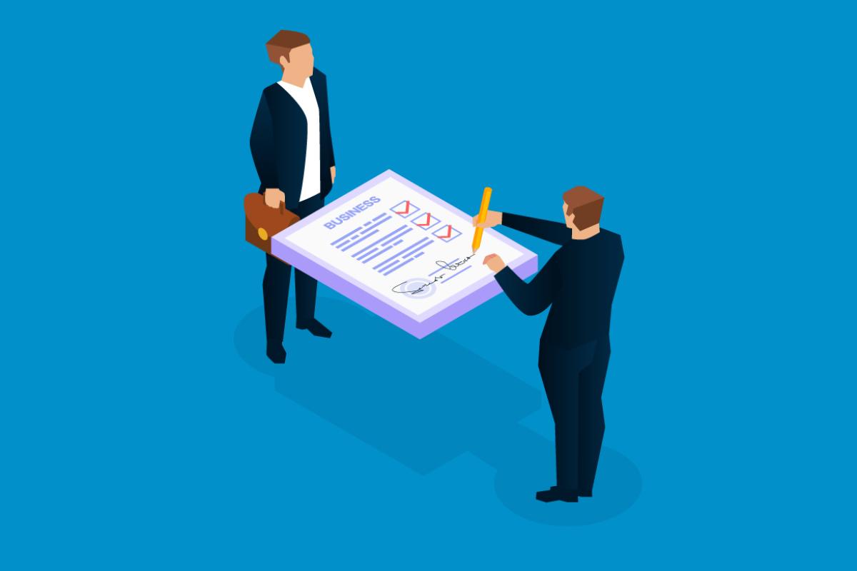 Graphic of two figures checking off boxes