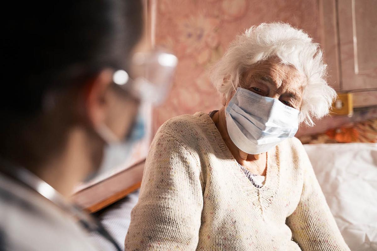 Woman wearing face mask