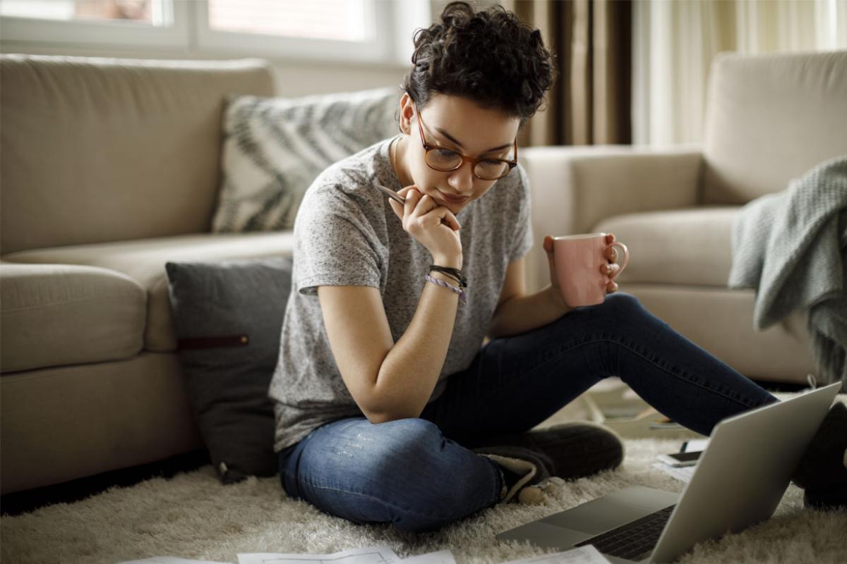 Woman working on laptop