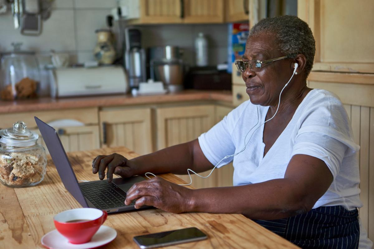 Person working on a laptop