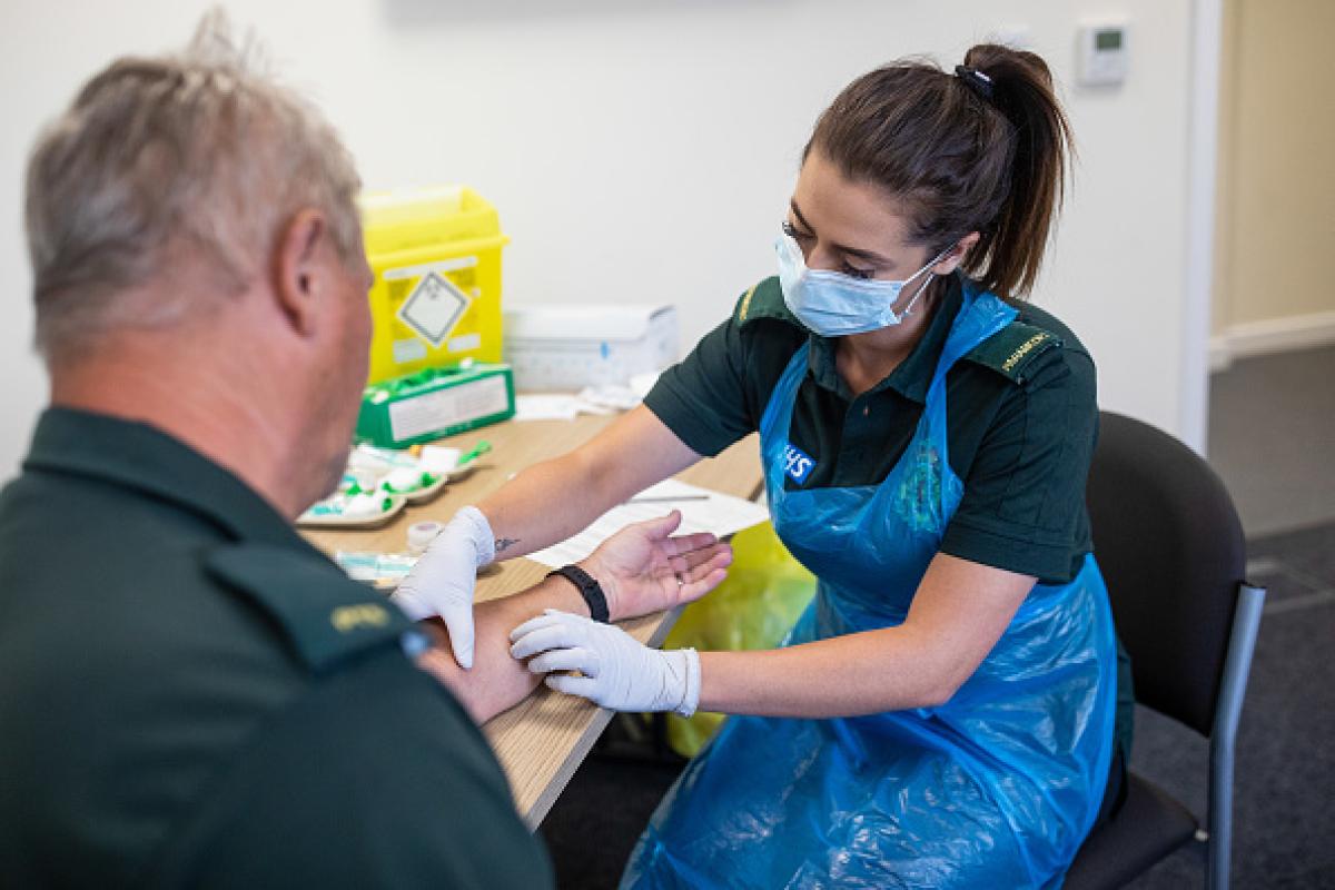 Health care worker and patient