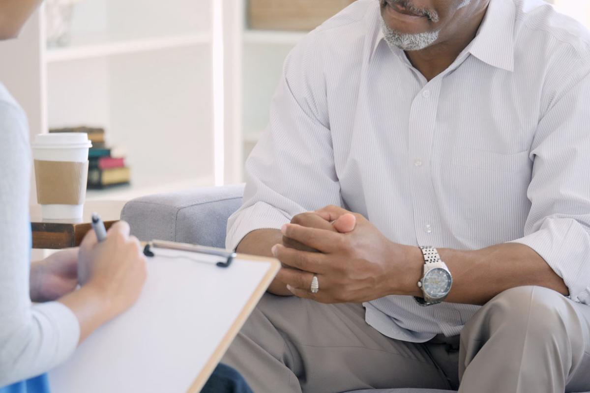 Two people in discussion