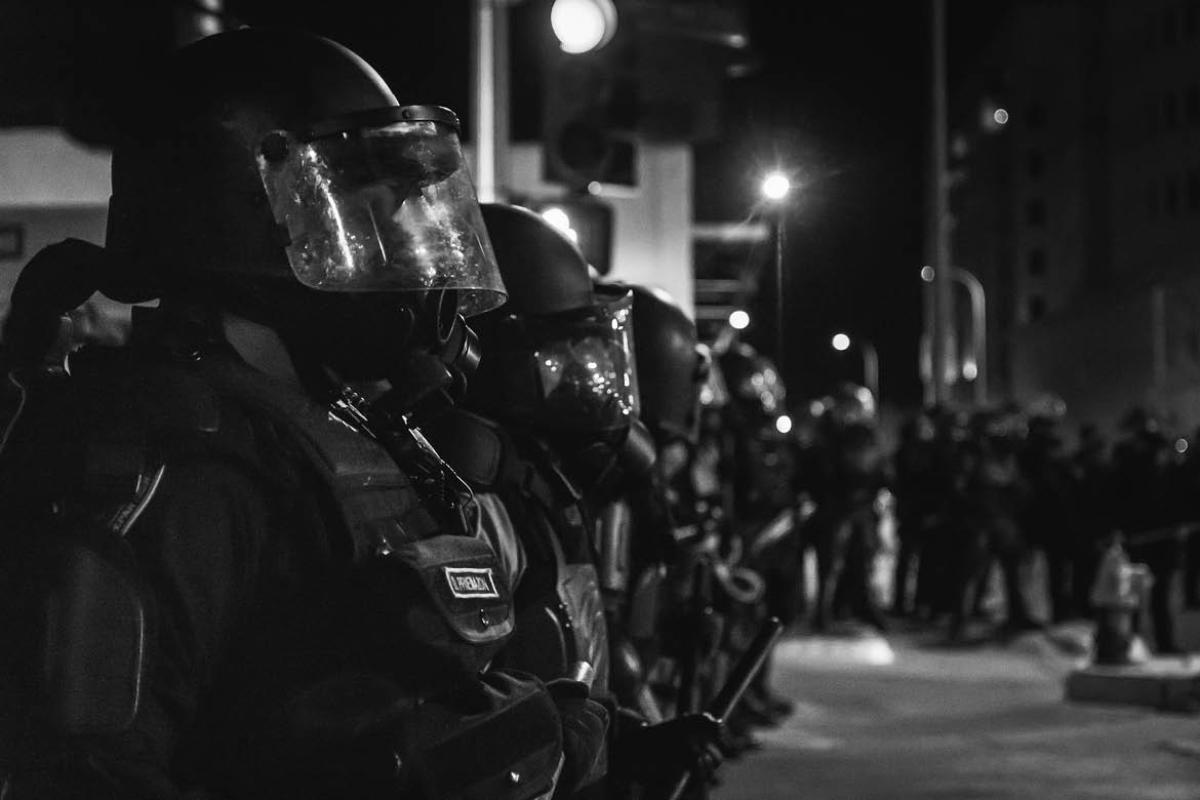 Officers in a line