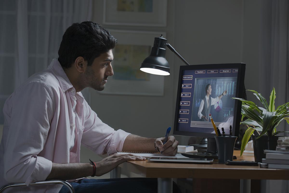 Person working at desktop