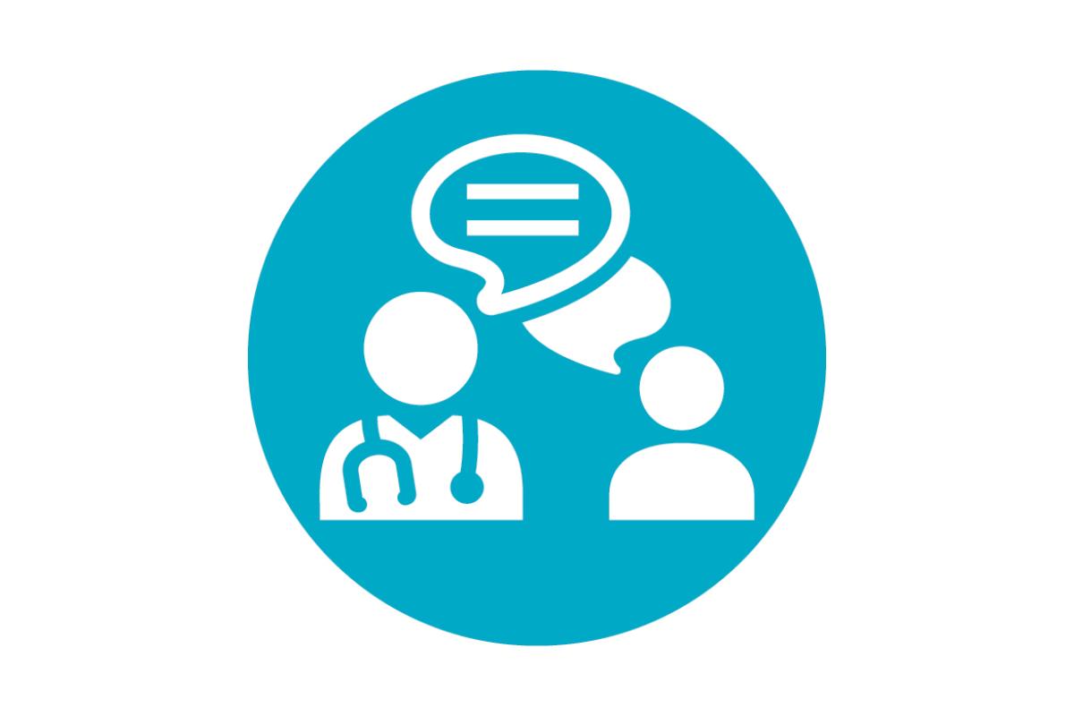 Illustration of a physician talking to a patient