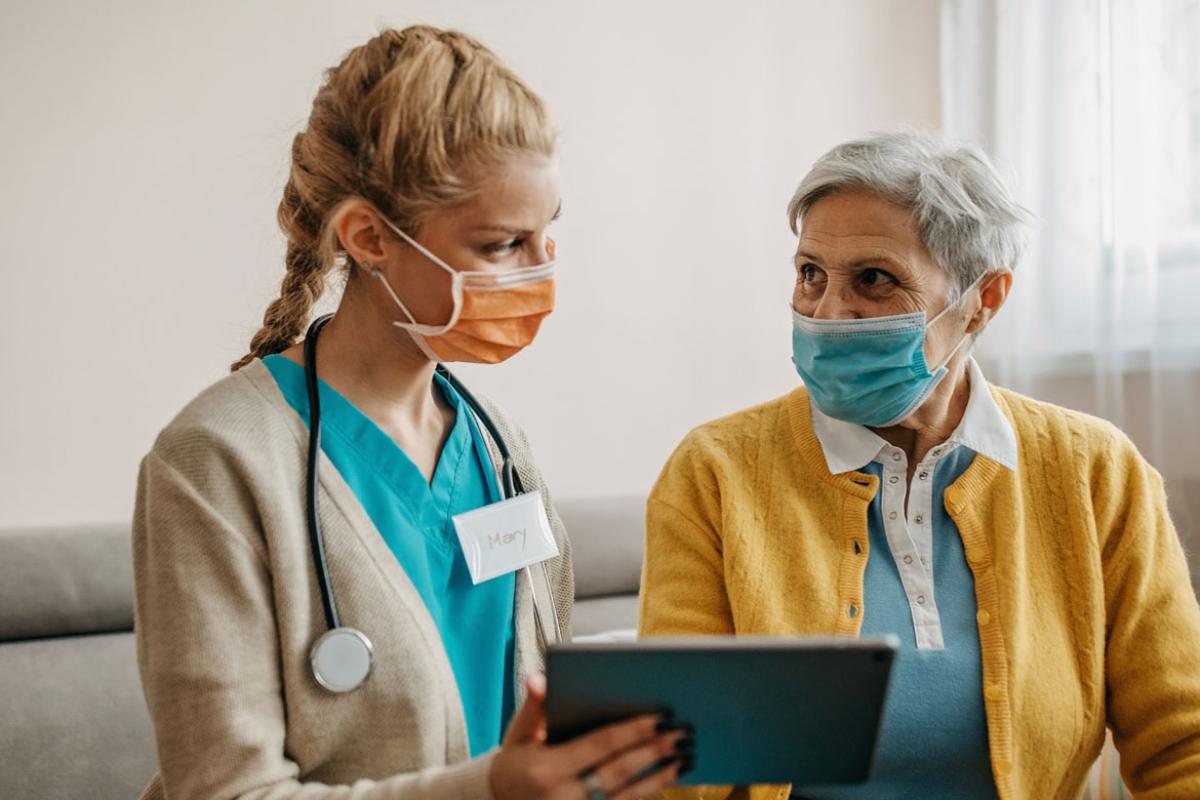 Health care worker and patient