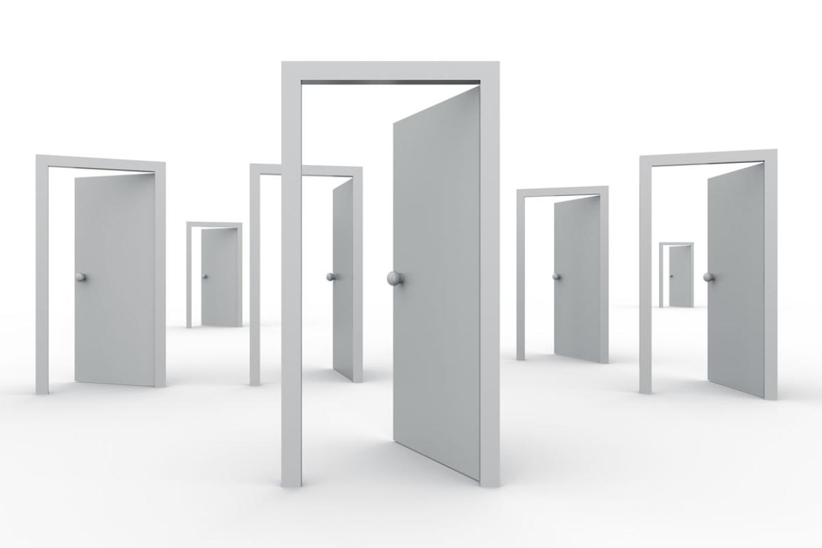Graphic of open doors