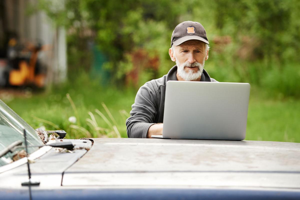Person working on a laptop