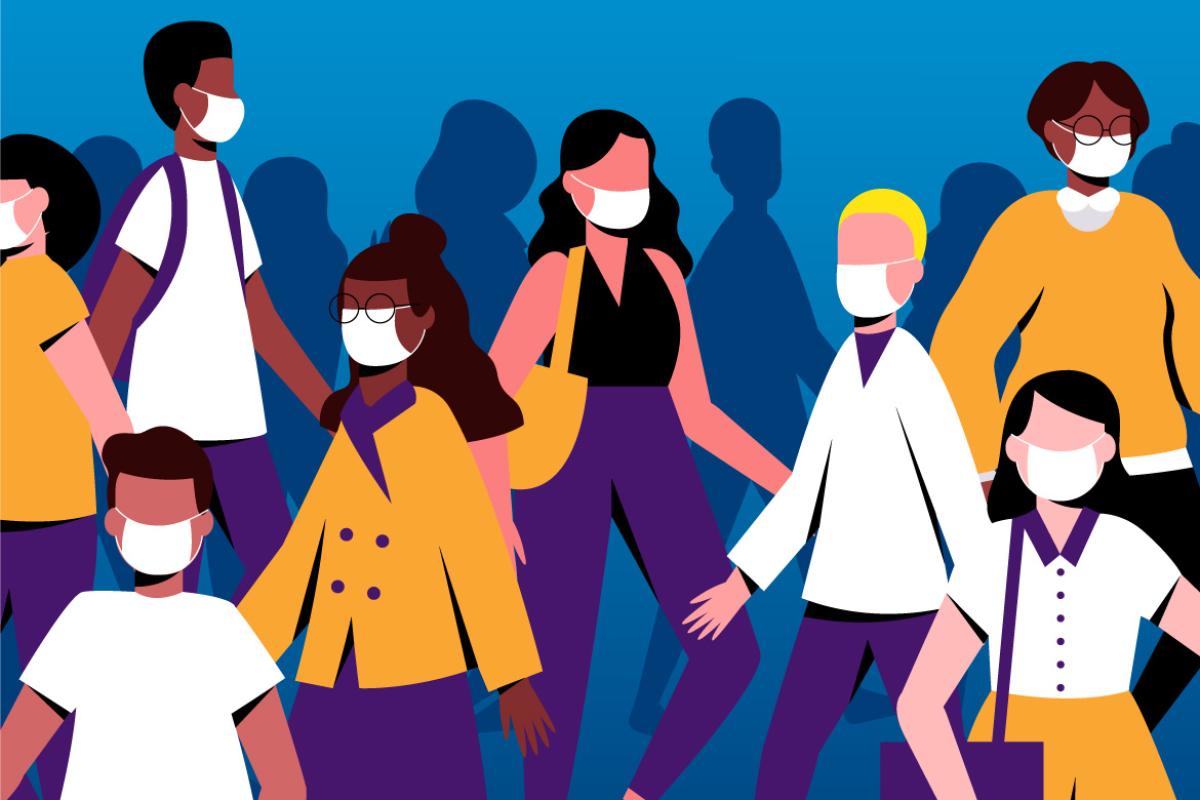 Illustration of people wearing face masks