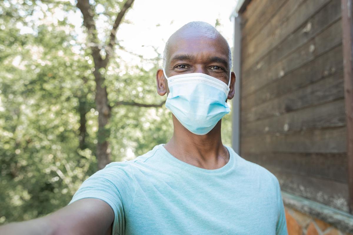 Person wearing a face mask.