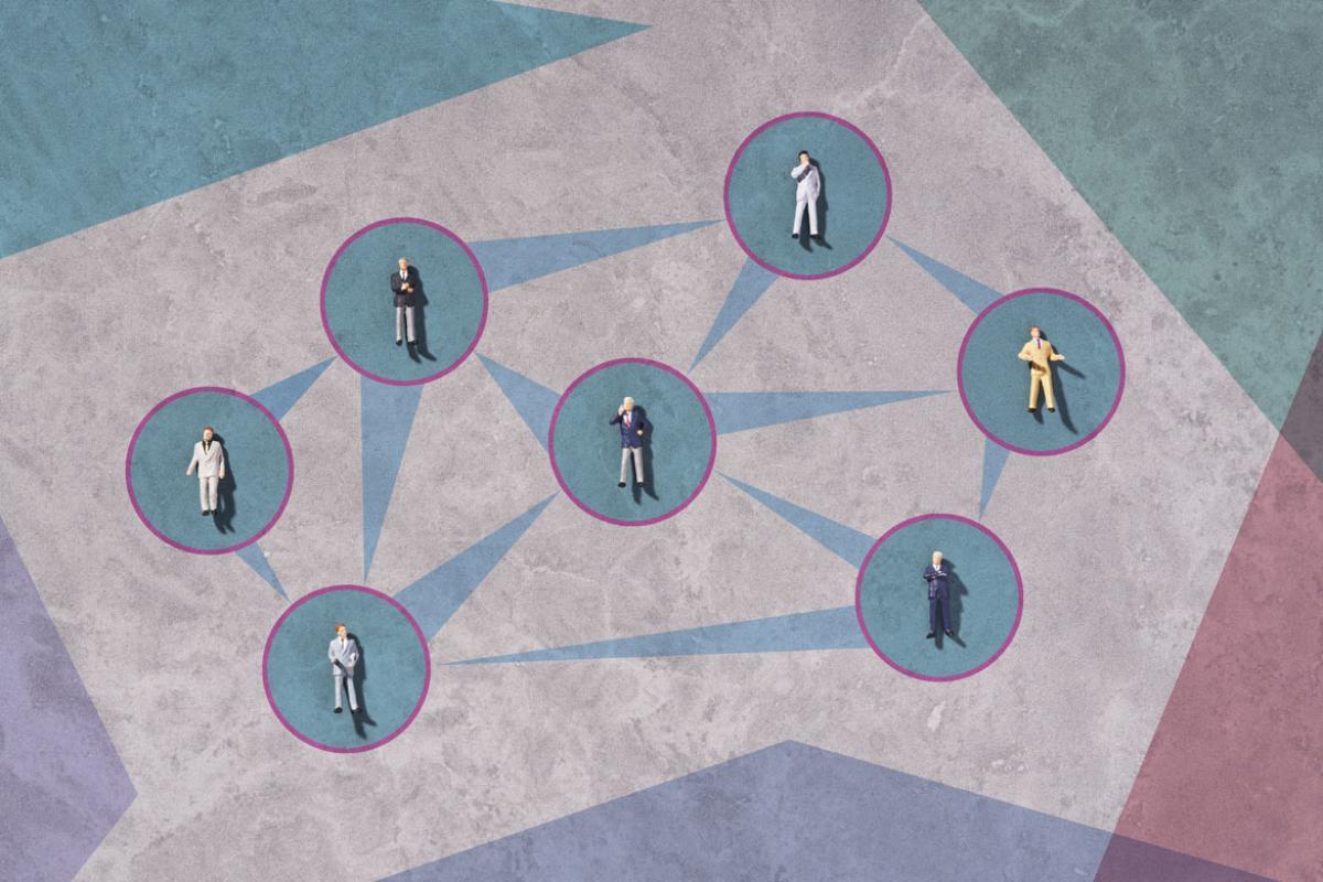 Diagram of men in suits posing
