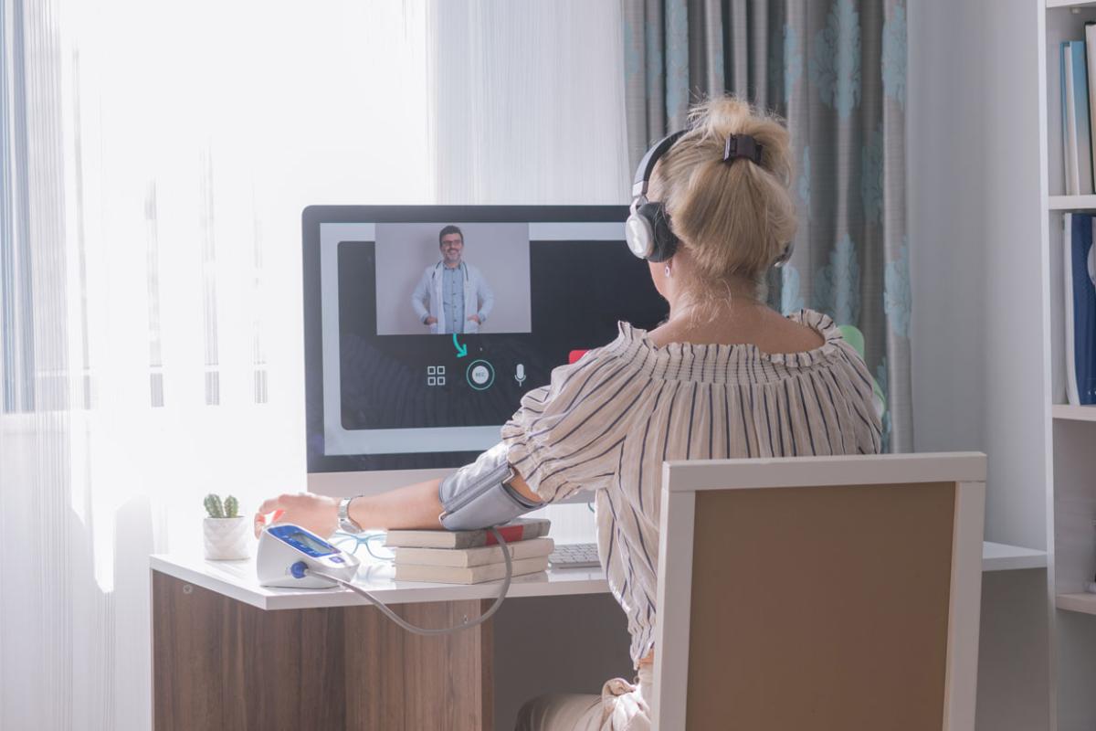 Patient and physician in a telehealth appointment