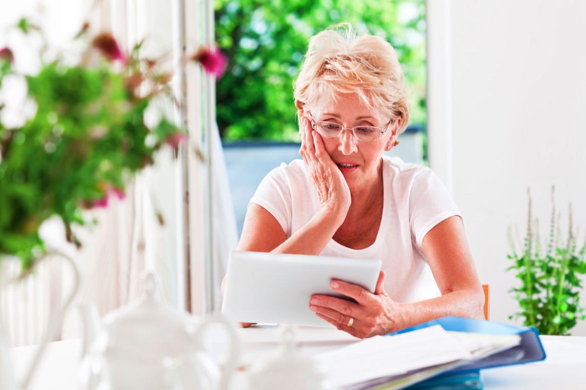 Person looking at a tablet
