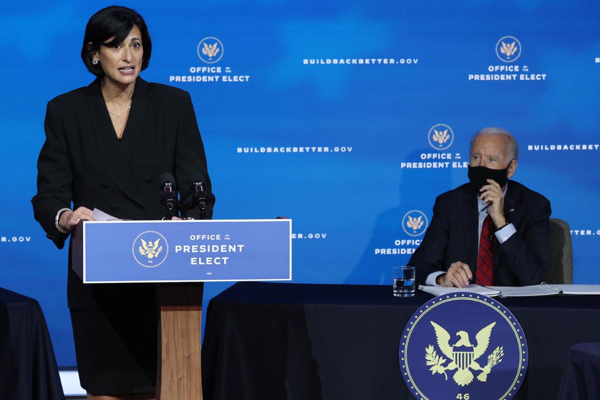 Rochelle P. Walensky, MD, MPH, speaks after being named the next CDC director by then-President-elect Joe Biden