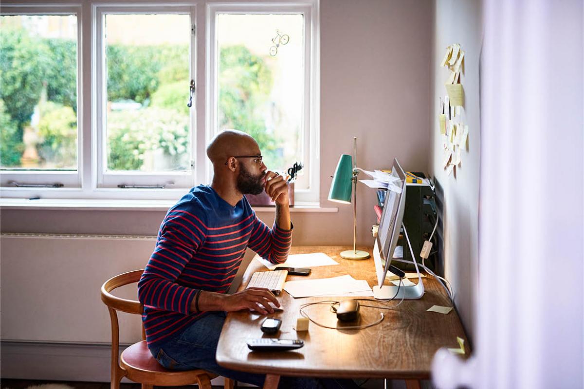 Person working in front of a computer