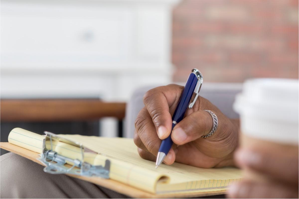 Hand writing on notebook