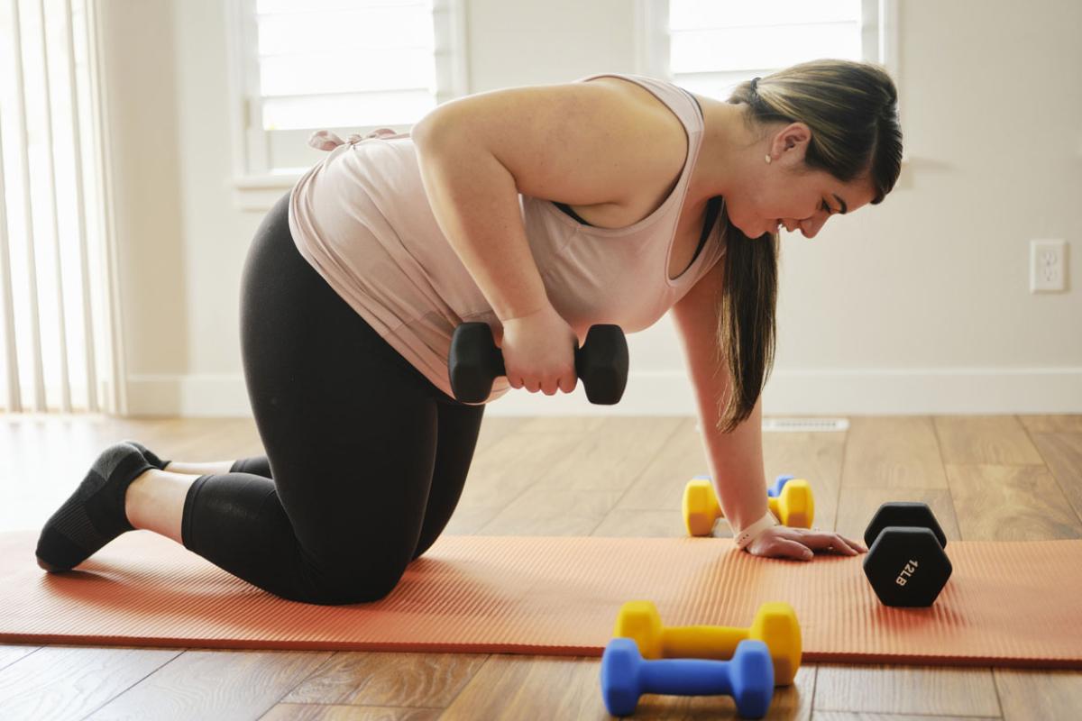 Person working out at home